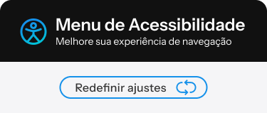 Topo de menu de acessibilidade digital, desenvolvida por IncluTalk, exibida sobre um fundo azul futurista com plataforma circular iluminada.